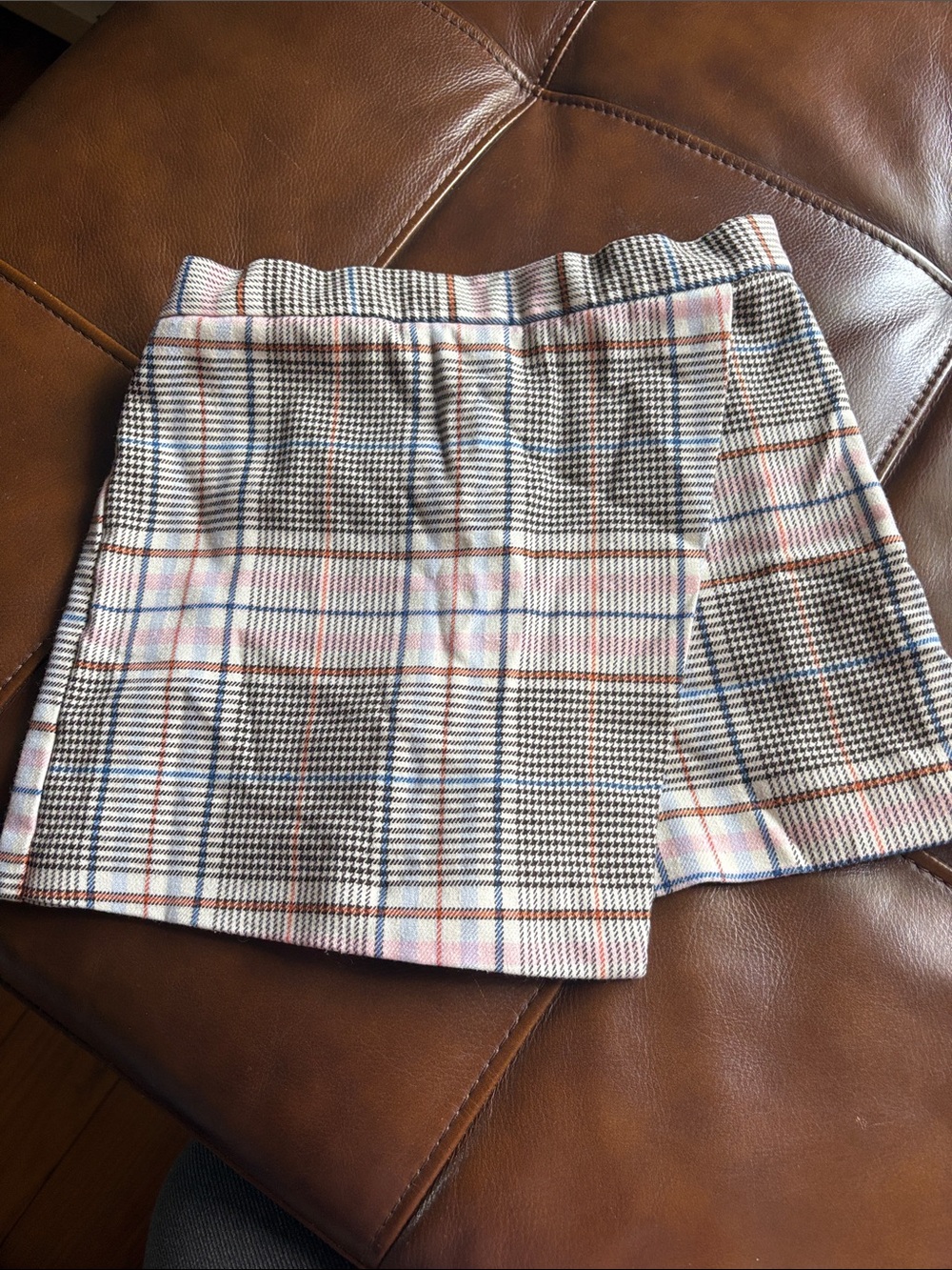River Island Plaid Skort in Cream, Black, Blue & Pink
